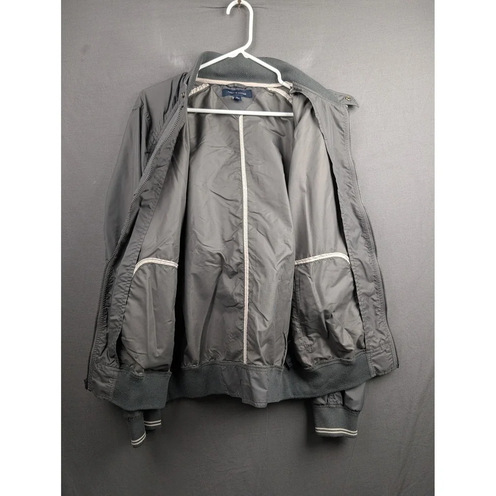 Tommy Hilfiger Mens Gray Full Zip Bomber Jacket‎ Lightweight Windbreaker XL